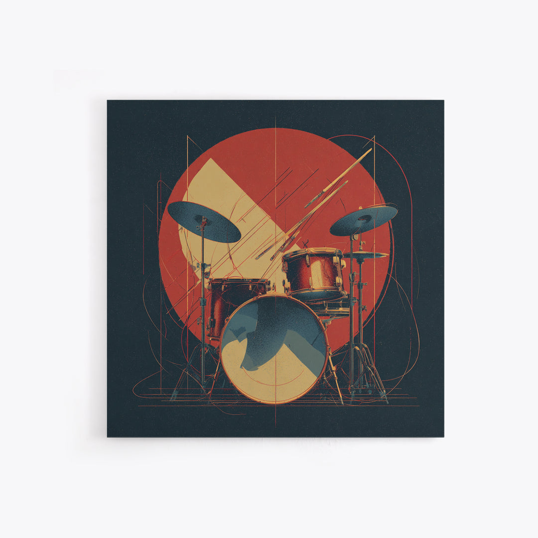 Drumsticks Crossed over Snare Drum Canvas Print, Recording Studio Art, Music Room Decor, Studio Decor, Oil Painting, Analog, RSA-1x1-82