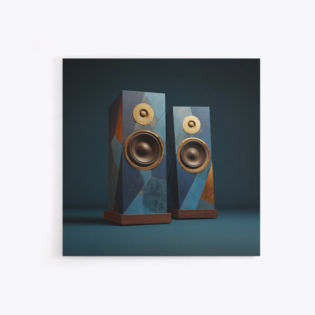 Studio Monitor Speakers as Bold Geometric Forms Canvas Print, Recording Studio Art, Studio Wall Art, Studio Decor, Analog, RSA-1x1-84