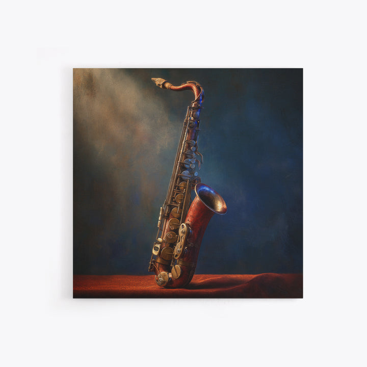 Brass Saxophone on Dark Velvet Framed Canvas Print, Recording Studio Art, Art Print, Studio Decor, Analog, Wall Sculpture, RSA-1x1-88
