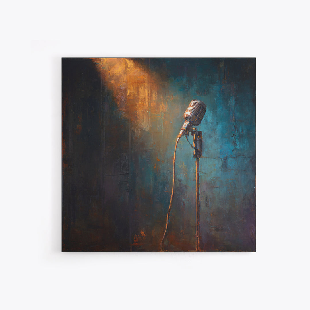 Microphone Cable Forming Elegant Line Art Framed Canvas Print, Recording Studio Art, Gallery Decor, Studio Decor, Abstract Art, RSA-1x1-93