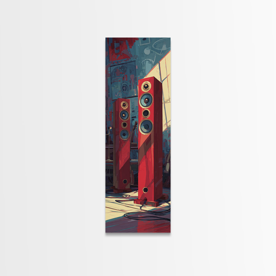 Studio Monitor Speakers as Bold Geometric Forms Canvas Print, Recording Studio Art, Boho Decor, Studio Decor, Abstract Art, RSA-1x3-48