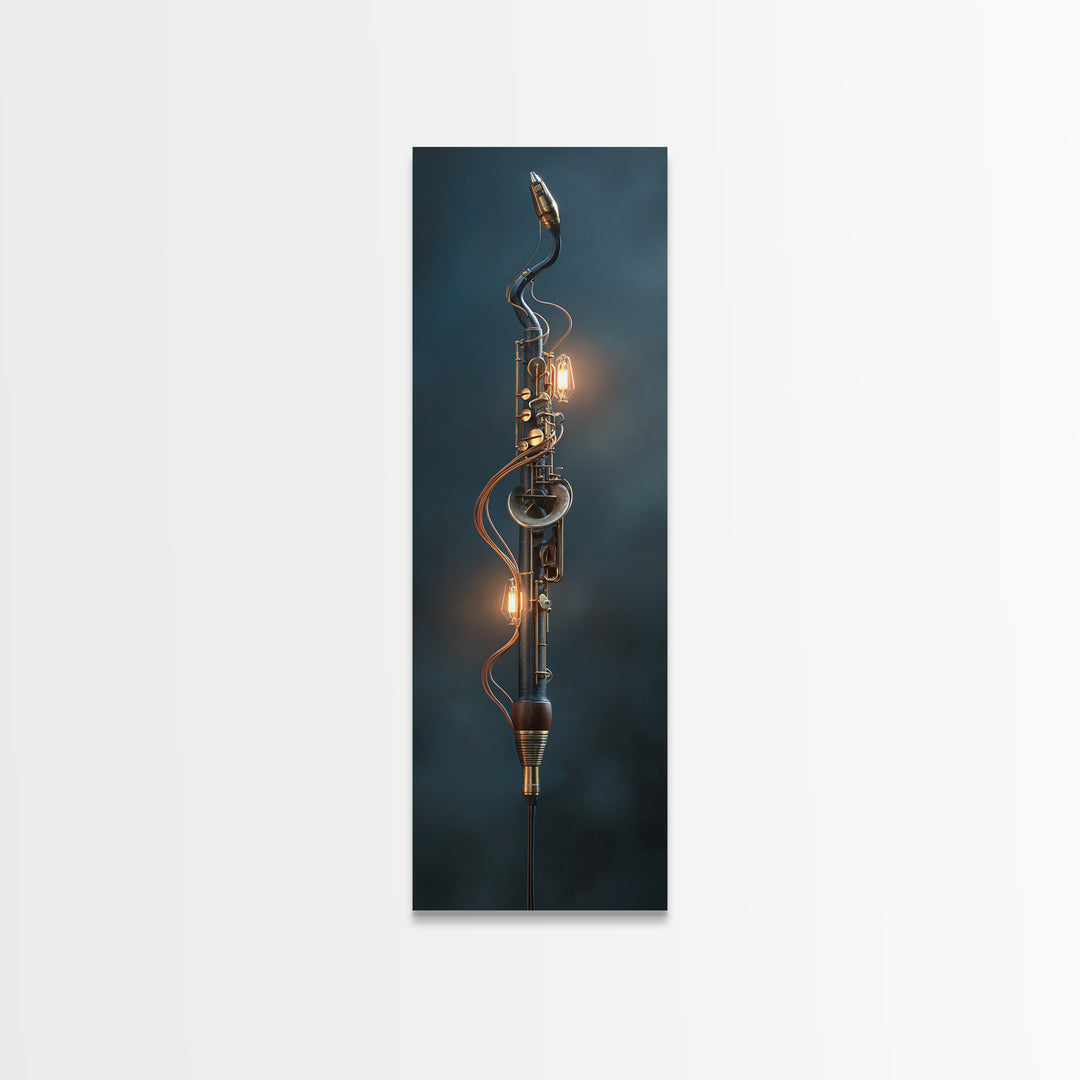 Microphone Cable Forming Elegant Line Art Canvas Print, Recording Studio Art, Studio Wall Art, Studio Decor, Abstract Art, RSA-1x3-9