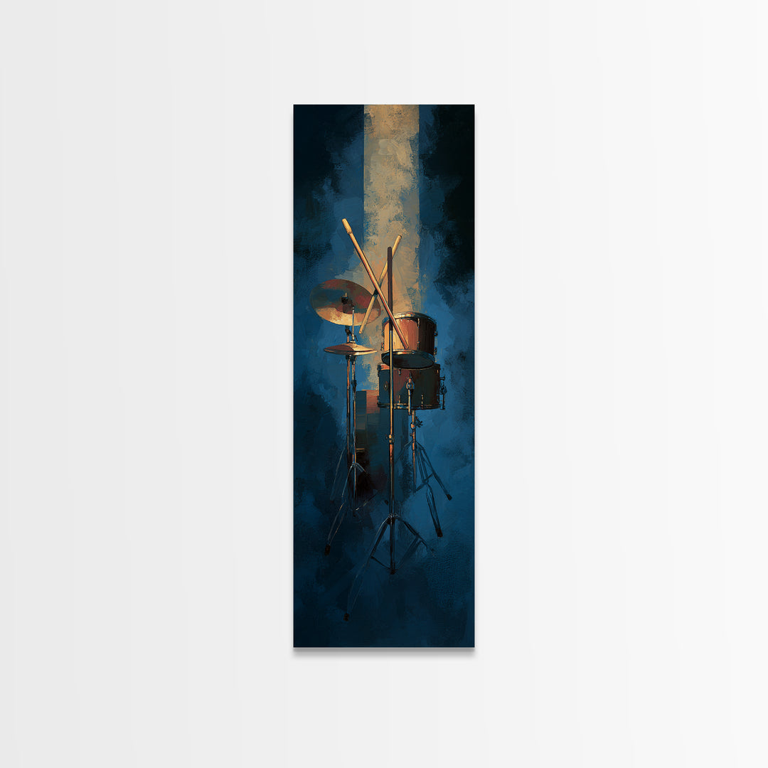 Drumsticks Crossed over Snare Drum Canvas Print, Recording Studio Art, Guitar Wall Art, Studio Decor, Fine Art, Analog, RSA-1x3-94