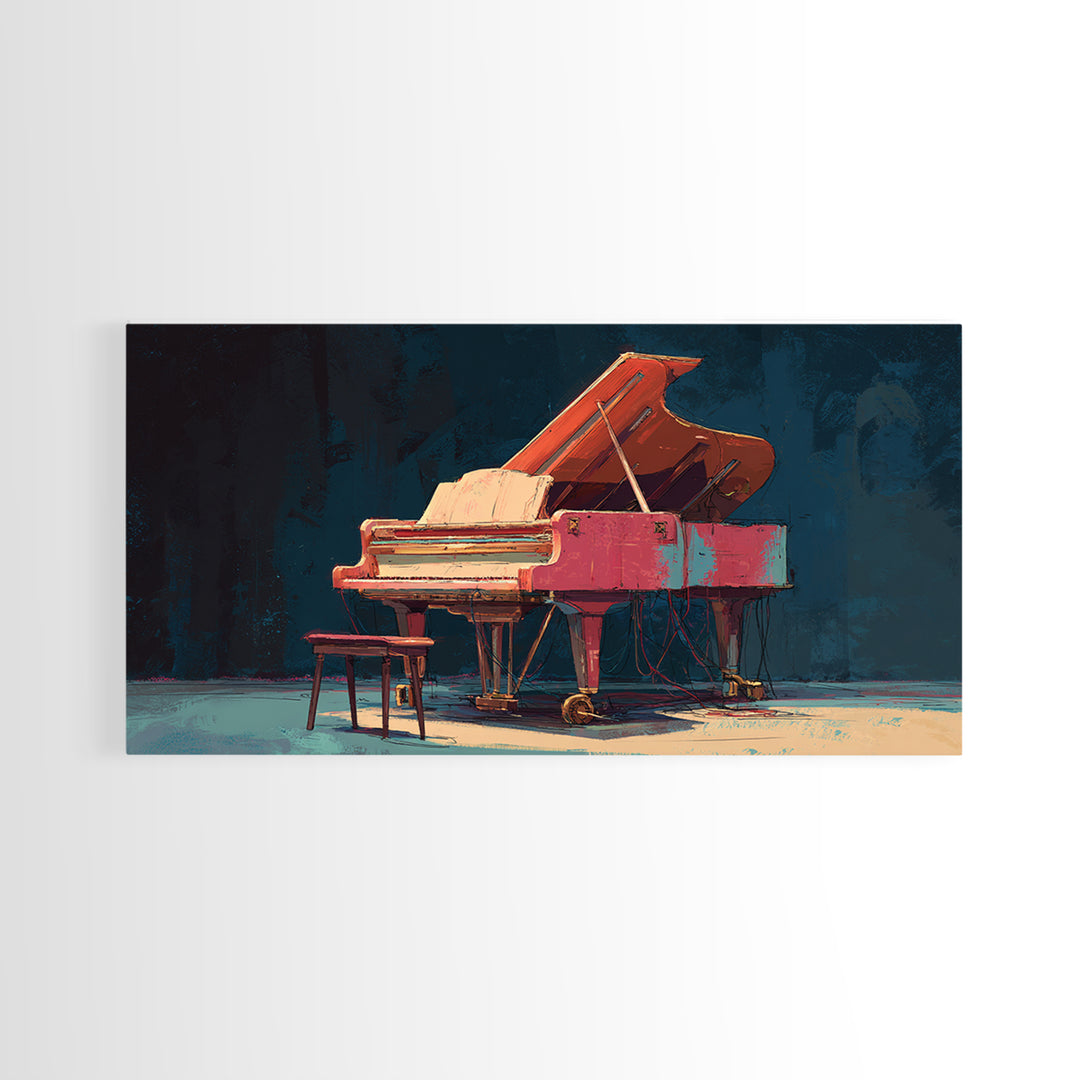 Piano Keys Fading into Shadow Canvas Print, Recording Studio Art, Boho Decor, Studio Decor, Fine Art, Analog, Printable Art, RSA-2x1-4