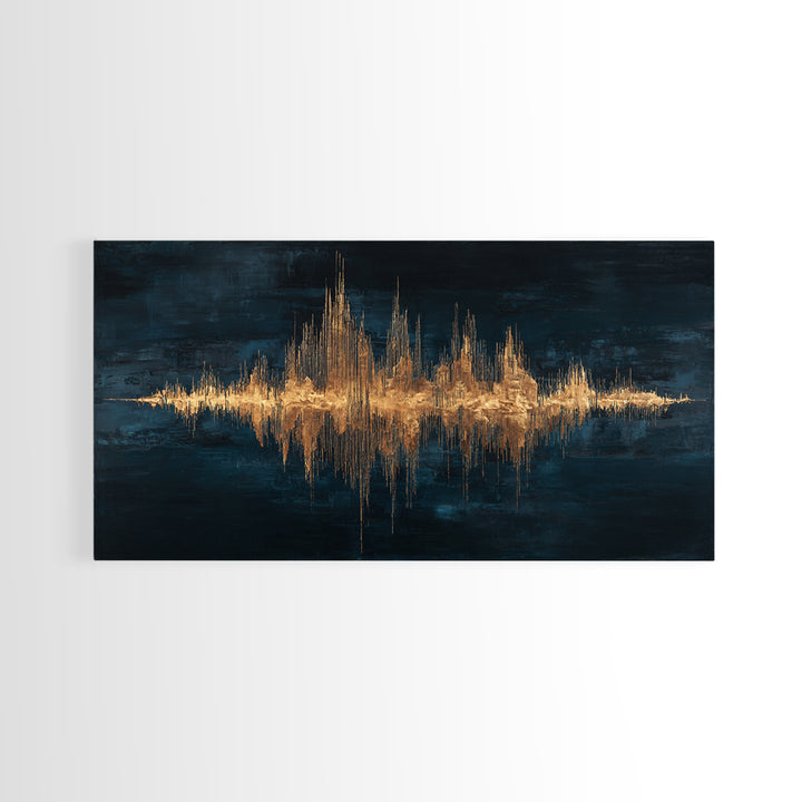 Soundwave Abstract with Black and Gold Lines Canvas Print, Recording Studio Art, Retro Wall Art, Studio Decor, Abstract Art, RSA-2x1-47