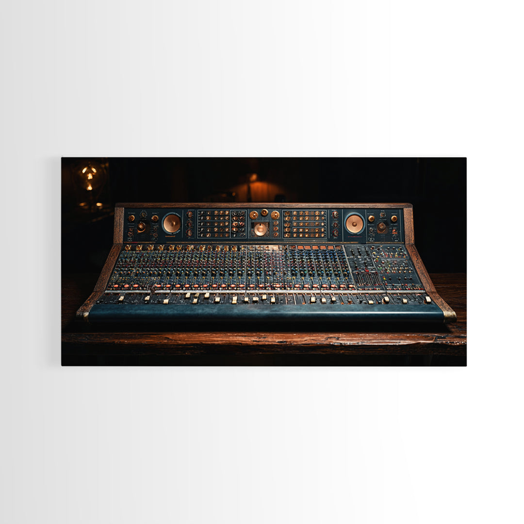 Mixing Console Faders Framed Canvas Print, Recording Studio Art, Luxury Decor, Studio Decor, Fine Art, Analog, Modern Wall Art, RSA-2x1-50