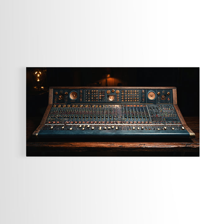 Mixing Console Faders Framed Canvas Print, Recording Studio Art, Luxury Decor, Studio Decor, Fine Art, Analog, Modern Wall Art, RSA-2x1-50