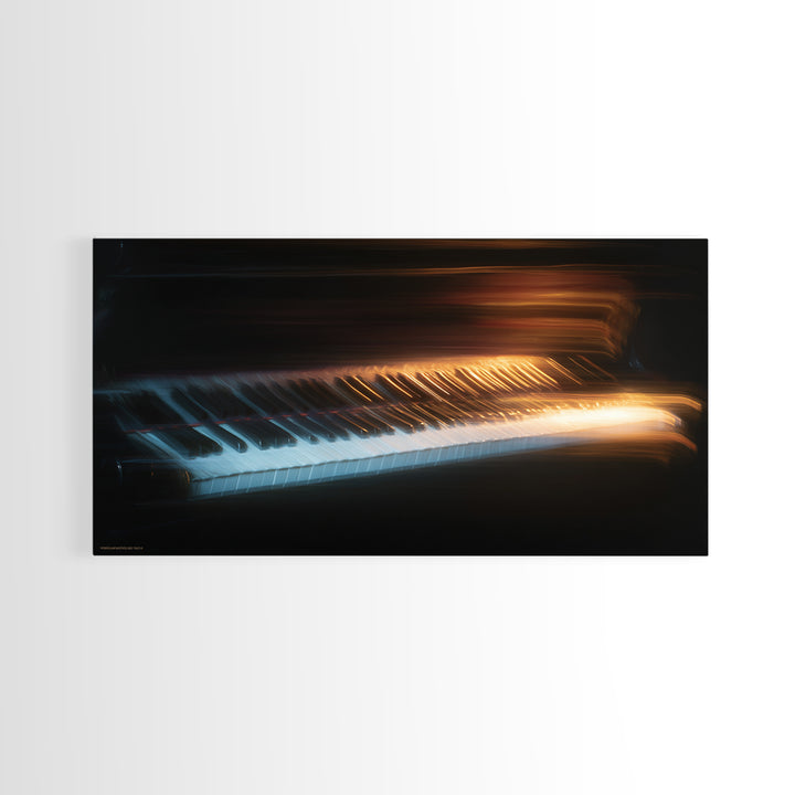 Piano Keys Fading into Shadow Canvas Print, Recording Studio Art, Mid Century Modern, Studio Decor, Fine Art, Analog, RSA-2x1-52