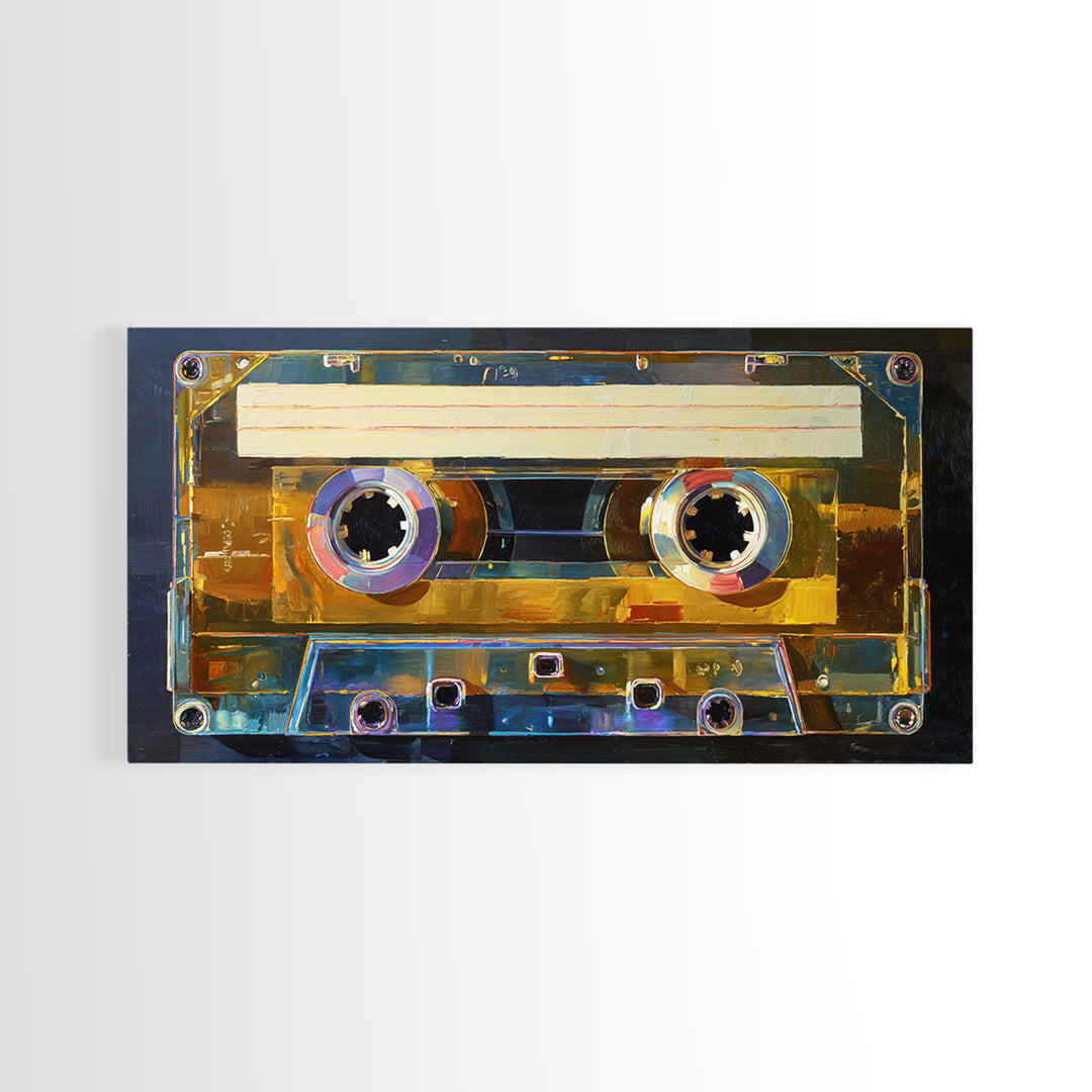 Retro Cassette Tape Framed Canvas Print, Recording Studio Art, Music Wall Art, Studio Decor, Fine Art, Analog, Musician Posters, RSA-2x1-55