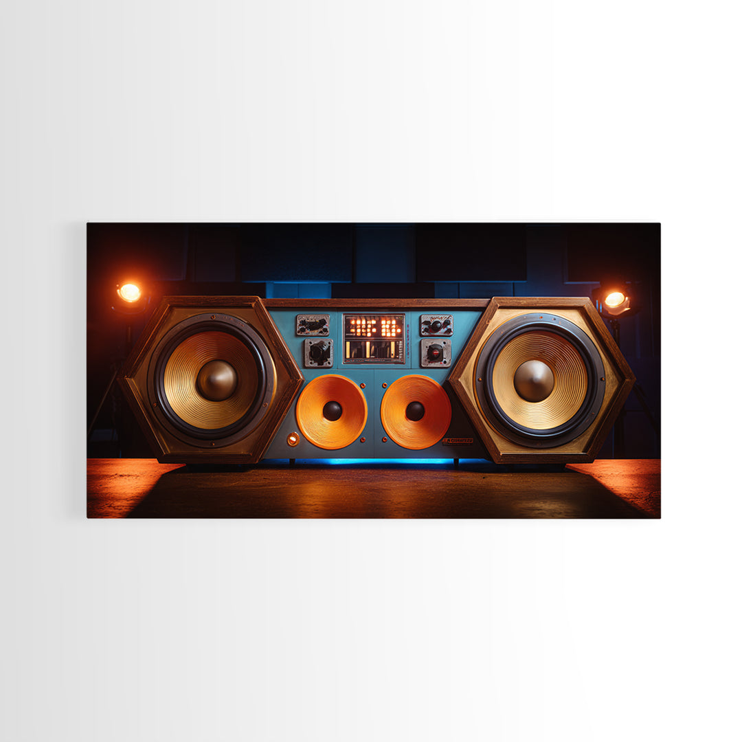 Studio Monitor Speakers as Bold Geometric Forms Canvas Print, Recording Studio Art, Printable Art, Studio Decor, Analog, RSA-2x1-56