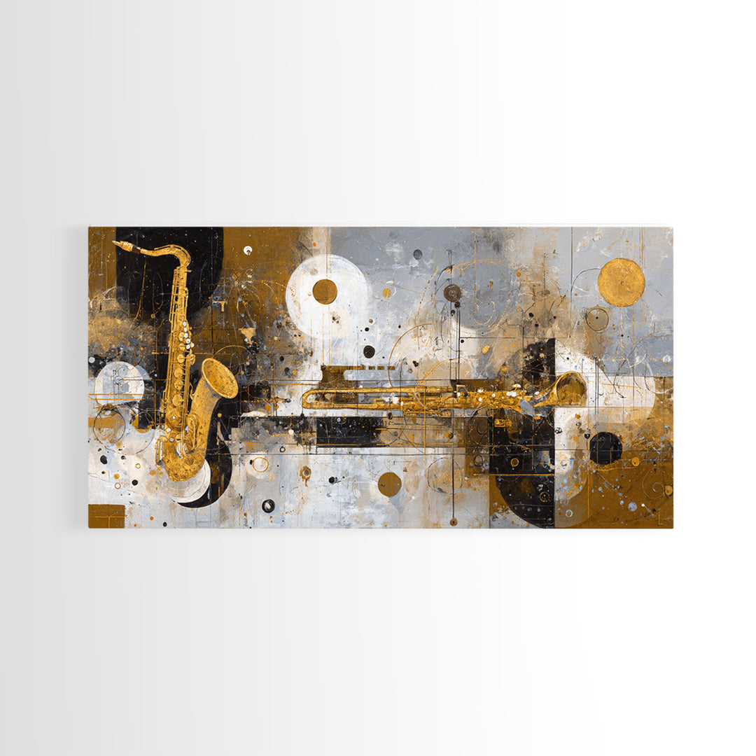 Soundwave Abstract with Black and Gold Lines Canvas Print, Recording Studio Art, Youtube Studio Decor, Studio Decor, Analog, RSA-2x1-71