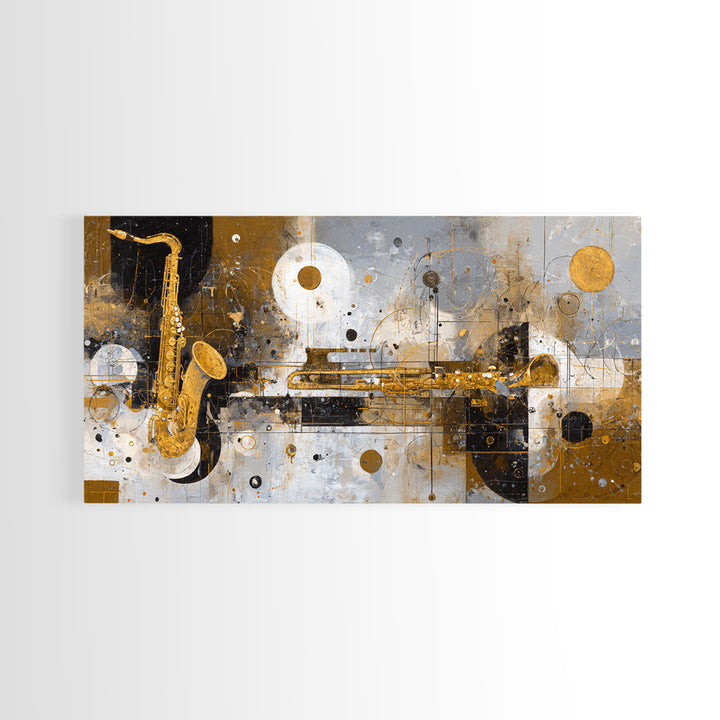 Soundwave Abstract with Black and Gold Lines Canvas Print, Recording Studio Art, Youtube Studio Decor, Studio Decor, Analog, RSA-2x1-71