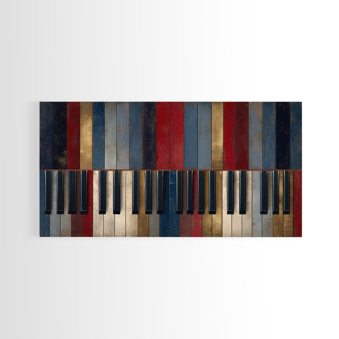 Piano Keys Fading into Shadow Canvas Print, Recording Studio Art, Unique Home Decor, Studio Decor, Analog, Rock Music Art, RSA-2x1-76