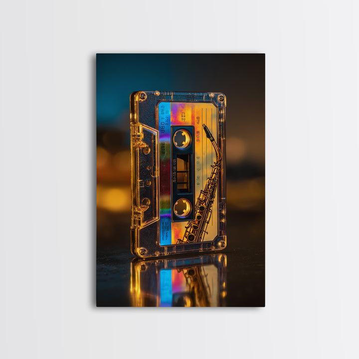 Retro Cassette Tape Framed Canvas Print, Recording Studio Art, Music Studio, Studio Decor, Fine Art, Analog, Modern Decor, RSA-2x3-19