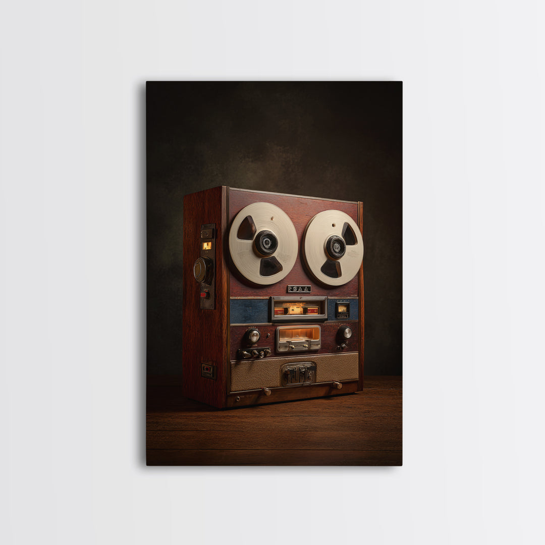 Reel to Reel Tape Machine Framed Canvas Print, Recording Studio Art, Luxury Decor, Studio Decor, Analog, Modern Wall Art, RSA-2x3-34