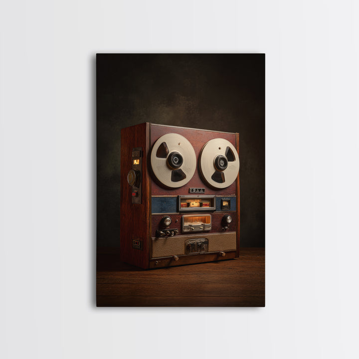 Reel to Reel Tape Machine Framed Canvas Print, Recording Studio Art, Luxury Decor, Studio Decor, Analog, Modern Wall Art, RSA-2x3-34