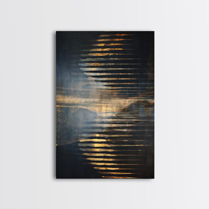 Soundwave Abstract with Black and Gold Lines Canvas Print, Recording Studio Art, Home Decor, Studio Decor, Abstract Art, Analog, RSA-2x3-35