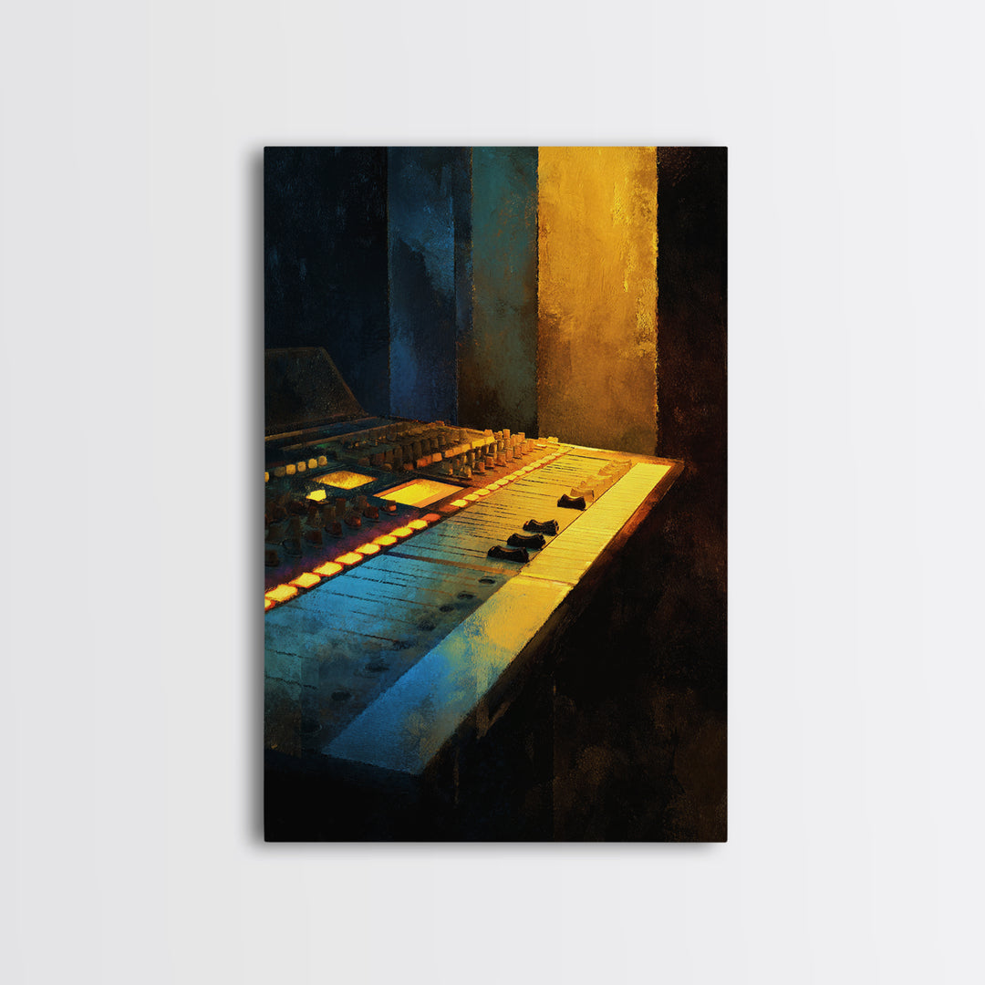 Mixing Console Faders Framed Canvas Print, Recording Studio Art, Art Print, Studio Decor, Fine Art, Analog, Wall Sculpture, RSA-2x3-38