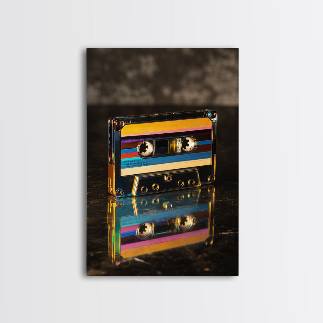 Retro Cassette Tape Framed Canvas Print, Recording Studio Art, Neutral Decor, Studio Decor, Fine Art, Analog, Wall Art, RSA-2x3-43