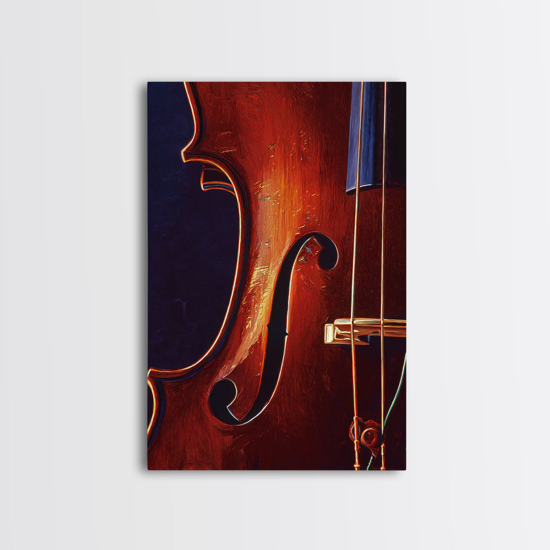 Cello Curve Closeup Framed Canvas Print, Recording Studio Art, Music Room Decor, Studio Decor, Fine Art, Analog, RSA-2x3-52