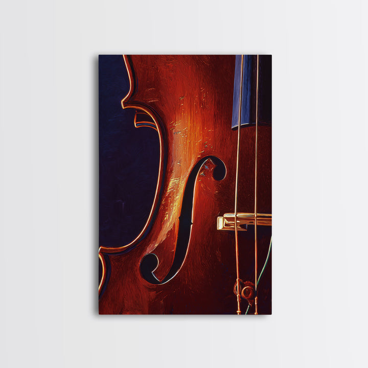 Cello Curve Closeup Framed Canvas Print, Recording Studio Art, Music Room Decor, Studio Decor, Fine Art, Analog, RSA-2x3-52