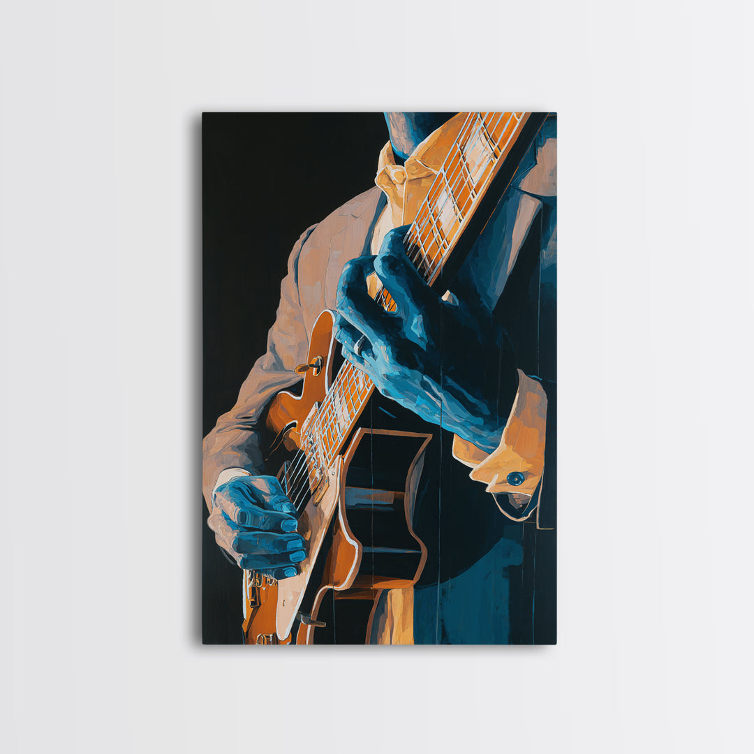 Musician Hands on Guitar Strings Canvas Print, Recording Studio Art, Art Print, Studio Decor, Fine Art, Analog, Wall Sculpture, RSA-2x3-71