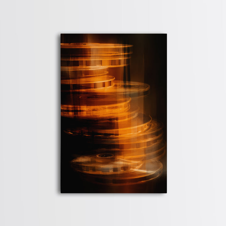 Tape Reels Spinning Through Smoky Light Canvas Print, Recording Studio Art, Wall Decor, Studio Decor, Fine Art, Analog, RSA-2x3-99