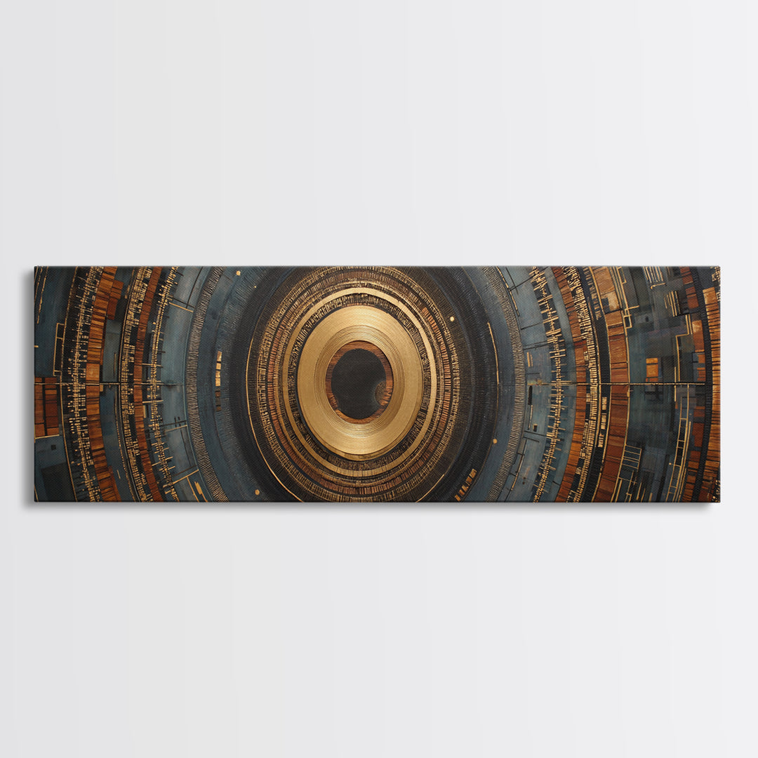 Gold Record Circular Composition Framed Canvas Print, Recording Studio Art, Music Wall Decor, Studio Decor, Fine Art, Analog, RSA-3x1-15