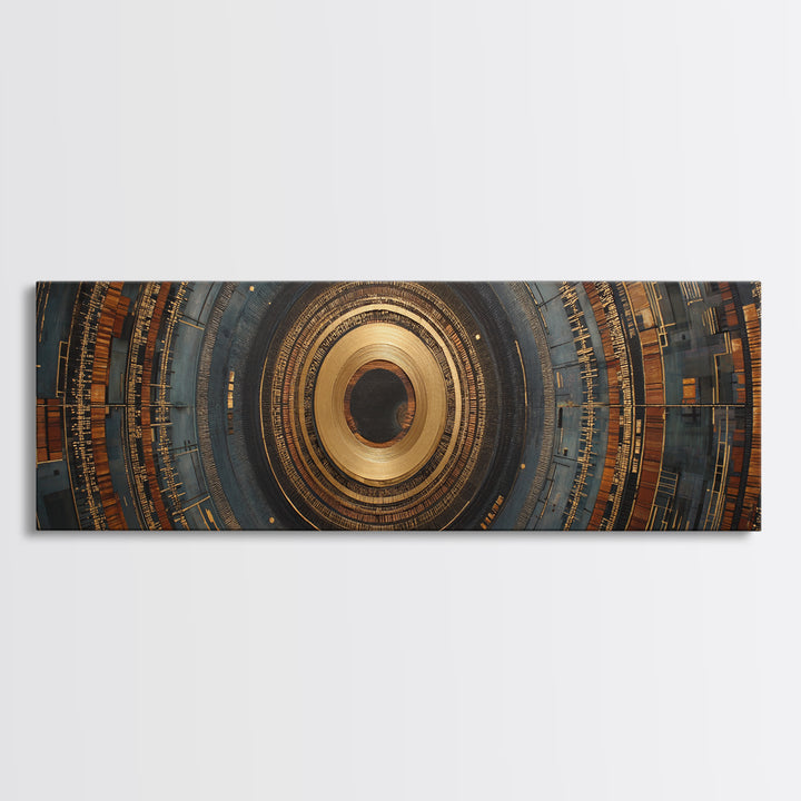 Gold Record Circular Composition Framed Canvas Print, Recording Studio Art, Music Wall Decor, Studio Decor, Fine Art, Analog, RSA-3x1-15