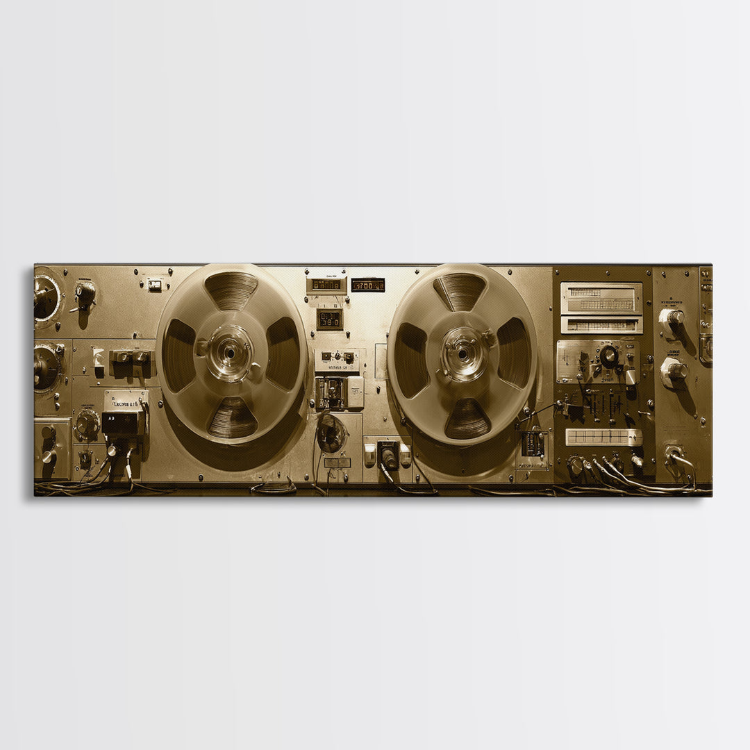 Reel to Reel Tape Machine Framed Canvas Print, Recording Studio Art, Printable Art, Studio Decor, Analog, Kids Room Art, RSA-3x1-18