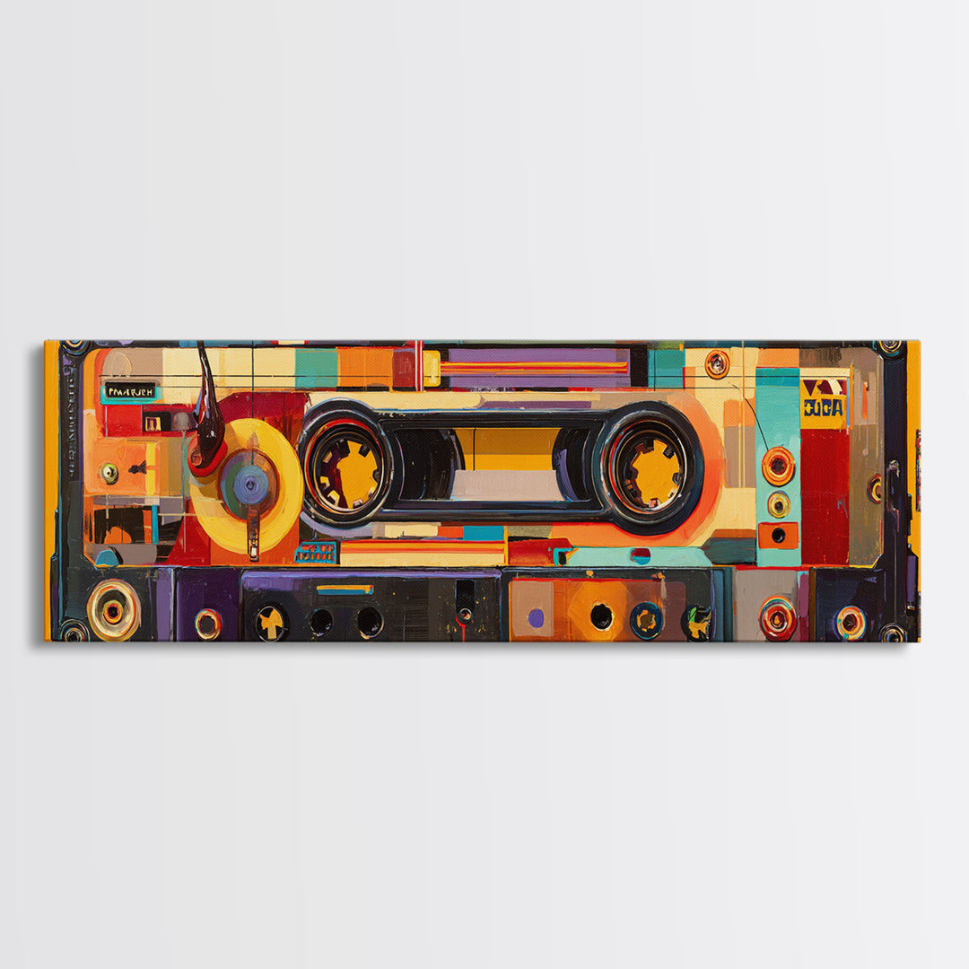Retro Cassette Tape Framed Canvas Print, Recording Studio Art, Modern Decor, Studio Decor, Fine Art, Analog, Wall Decor, RSA-3x1-27