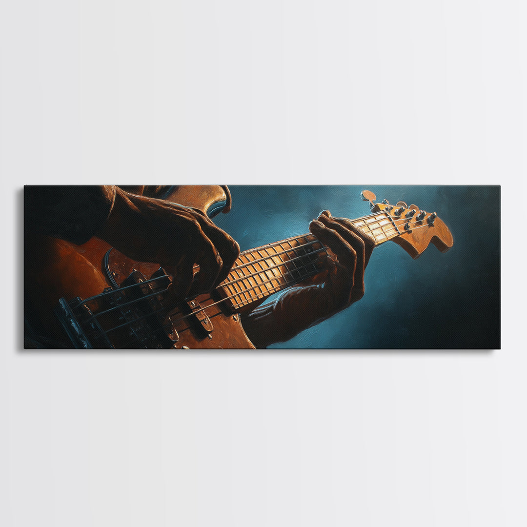 Musician Hands on Guitar Strings Canvas Print, Recording Studio Art, Fine Art Print, Studio Decor, Abstract Art, Analog, RSA-3x1-31