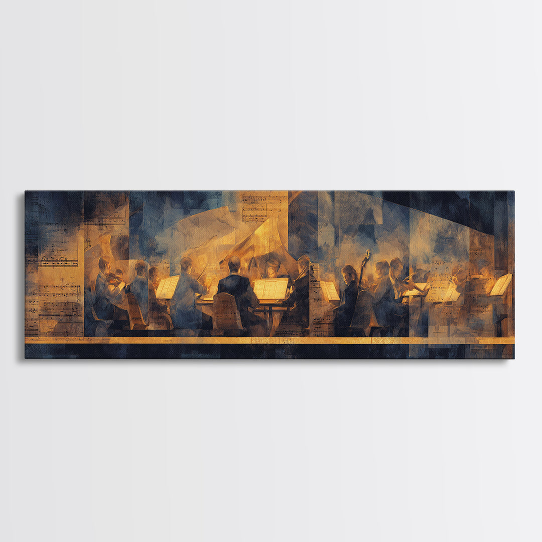 Conductor Baton and Sheet Shapes Without Text Framed Canvas Print, Recording Studio Art, Dtf Prints, Studio Decor, Analog, RSA-3x1-58