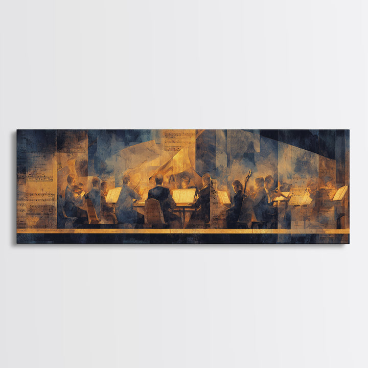 Conductor Baton and Sheet Shapes Without Text Framed Canvas Print, Recording Studio Art, Dtf Prints, Studio Decor, Analog, RSA-3x1-58