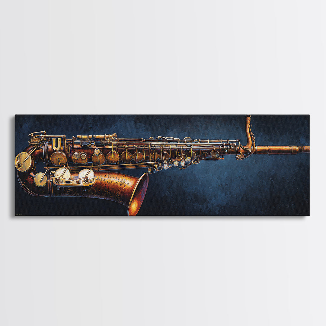 Brass Saxophone on Dark Velvet Canvas Print, Recording Studio Art, Wall Art, Studio Decor, Fine Art, Analog, Music Posters, RSA-3x1-80