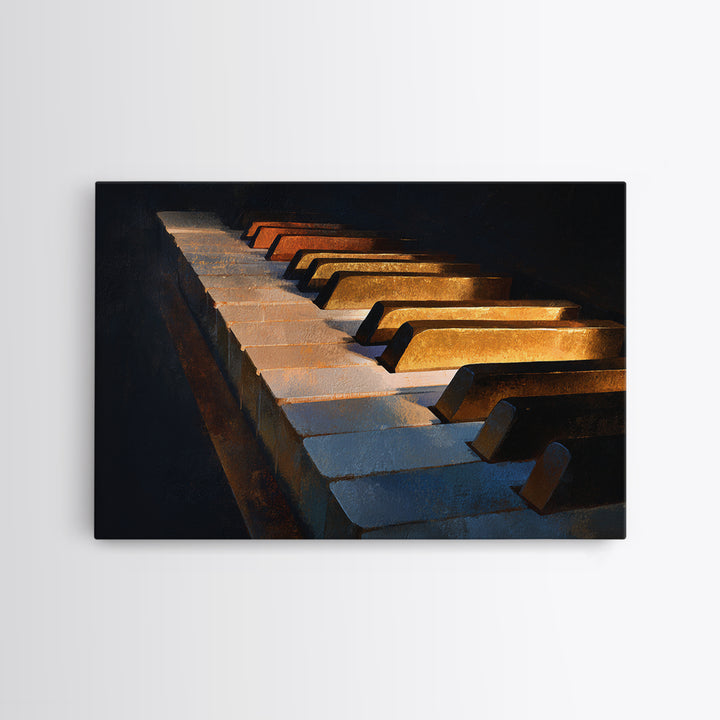 Piano Keys Fading into Shadow Canvas Print, Recording Studio Art, Mid Century Modern, Studio Decor, Fine Art, Analog, RSA-3x2-12