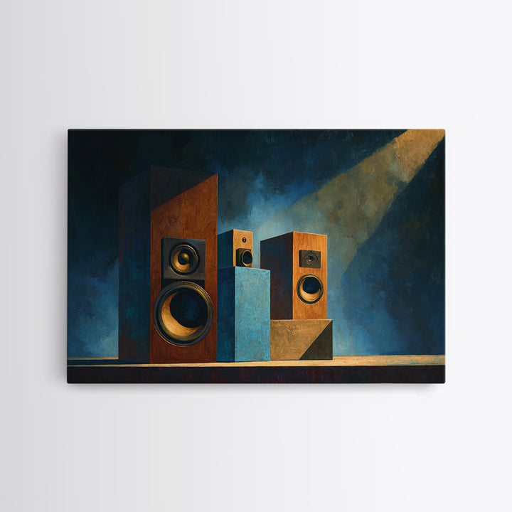 Studio Monitor Speakers as Bold Geometric Forms Canvas Print, Recording Studio Art, Printable Art, Studio Decor, Abstract Art, RSA-3x2-16