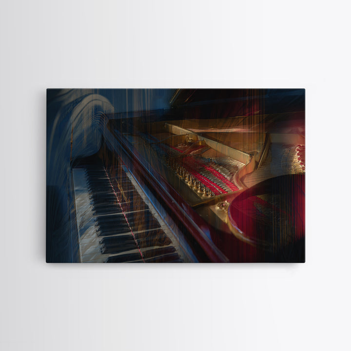 Piano Keys Fading into Shadow Framed Canvas Print, Recording Studio Art, Retro Wall Art, Studio Decor, Fine Art, Analog, RSA-3x2-36