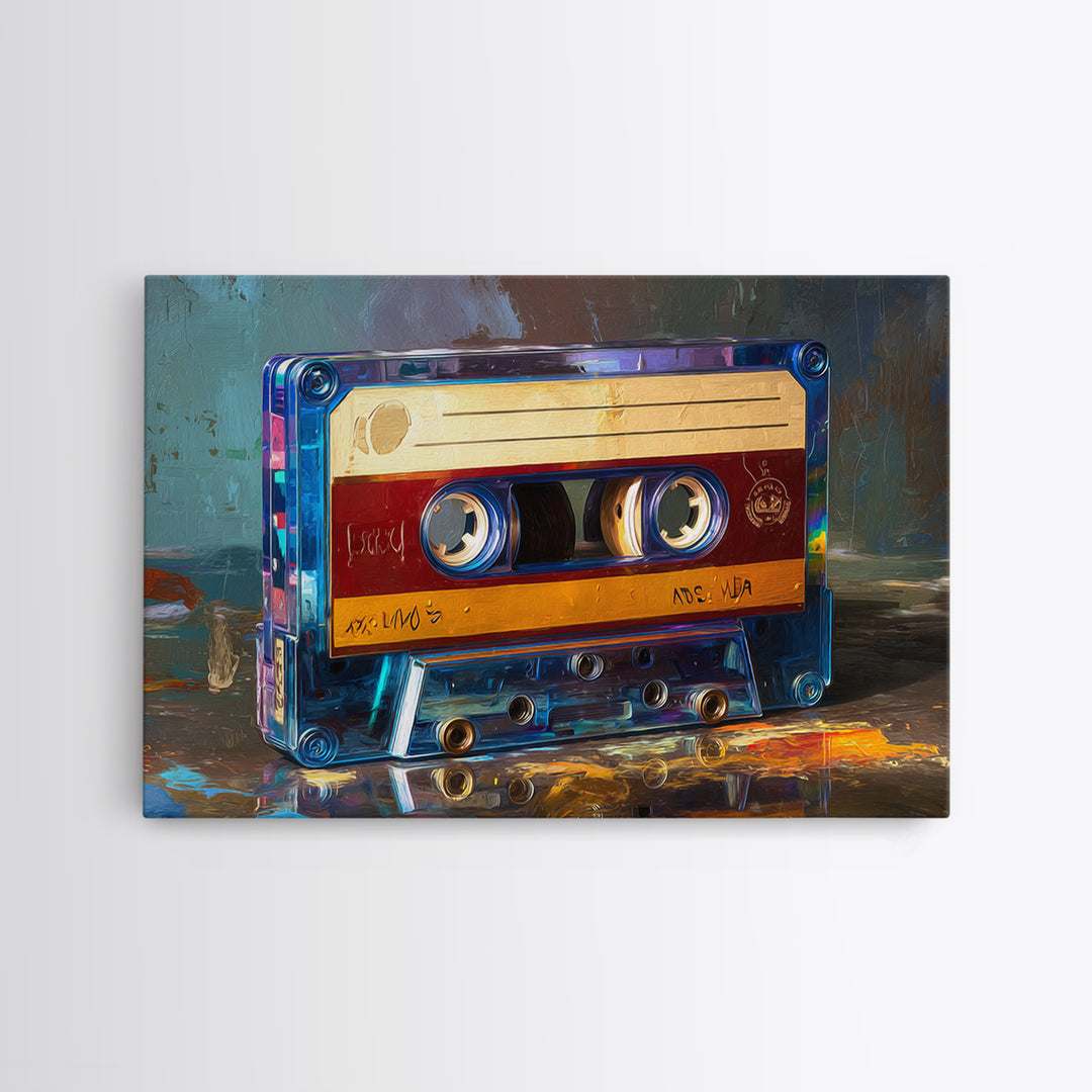 Retro Cassette Tape Framed Canvas Print, Recording Studio Art, Music Studio, Studio Decor, Fine Art, Analog, Modern Decor, RSA-3x2-39