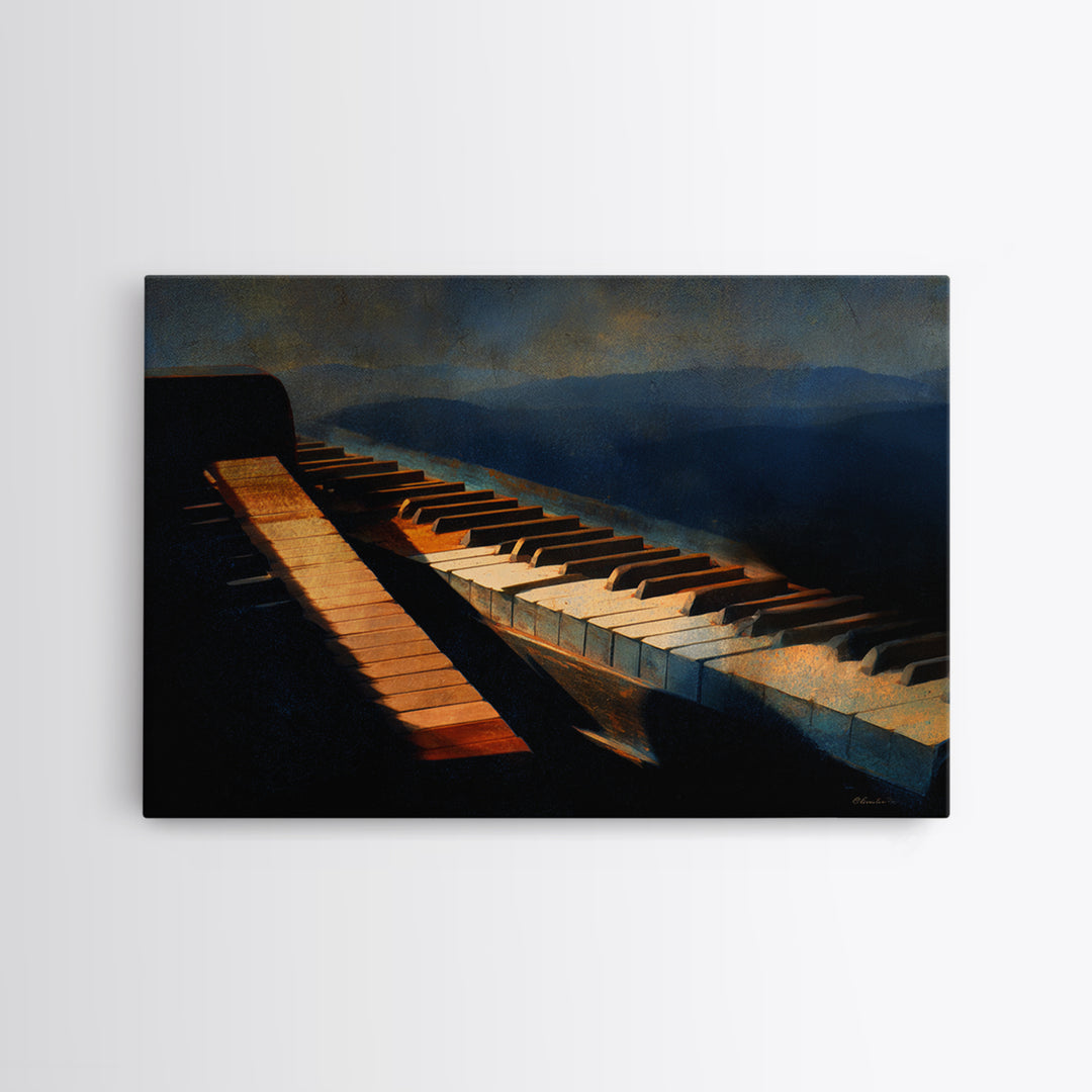 Piano Keys Fading into Shadow Framed Canvas Print, Recording Studio Art, Youtube Studio Decor, Studio Decor, Fine Art, Analog, RSA-3x2-60