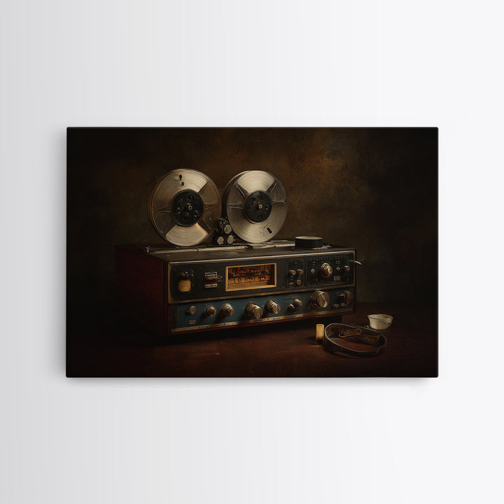 Reel to Reel Tape Machine Framed Canvas Print, Recording Studio Art, Kids Room Art, Studio Decor, Analog, Guitar Wall Art, RSA-3x2-78