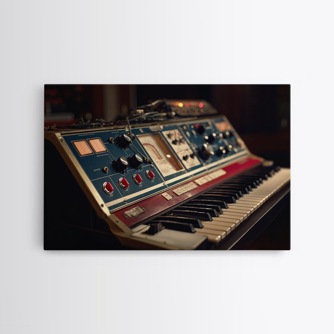 Analog Synthesizer Knobs and Cables Canvas Print, Recording Studio Art, Youtube Studio Decor, Studio Decor, Oil Painting, RSA-3x2-89