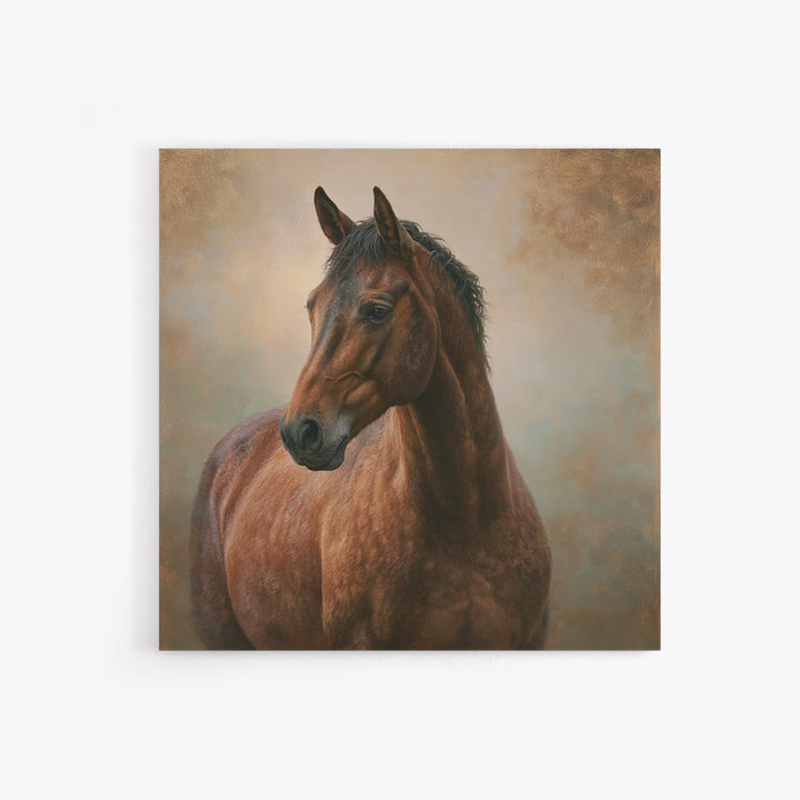 Brown Horse Portrait Canvas Print, Rustic Art, Downloadable Art, Farmhouse Decor, Oil Painting, Rustic, Textured Painting, RUS-1x1-5