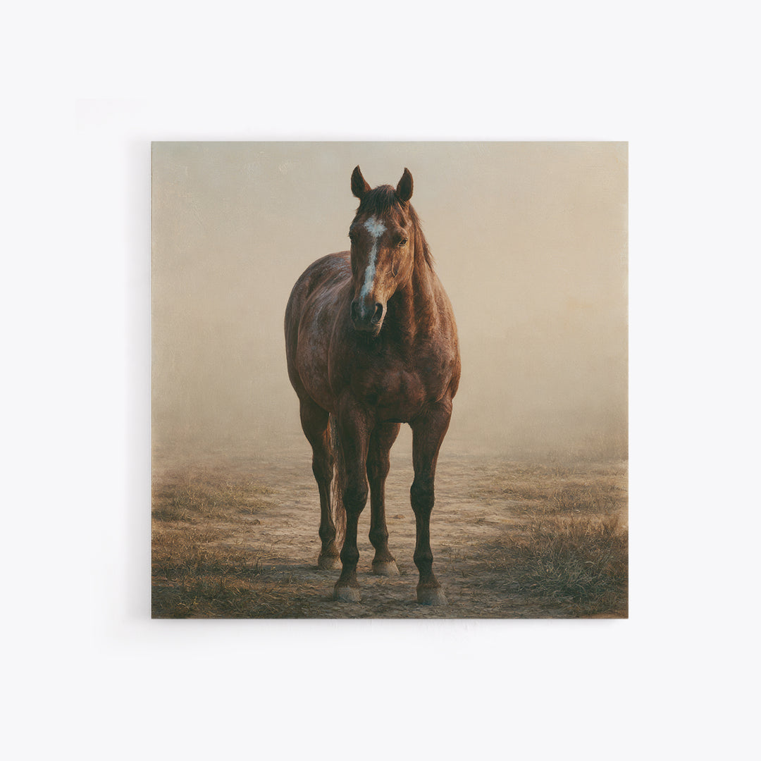Brown Horse Portrait Canvas Print, Rustic Art, Room Decor, Farmhouse Decor, Fine Art, Rustic, Oil Painting, Digital Print, RUS-1x1-77