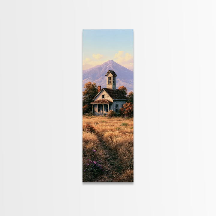 Mountain Cabin Landscape Framed Canvas Print, Rustic Art, Home Decor, Farmhouse Decor, Fine Art, Rustic, Living Room Decor, RUS-1x3-15