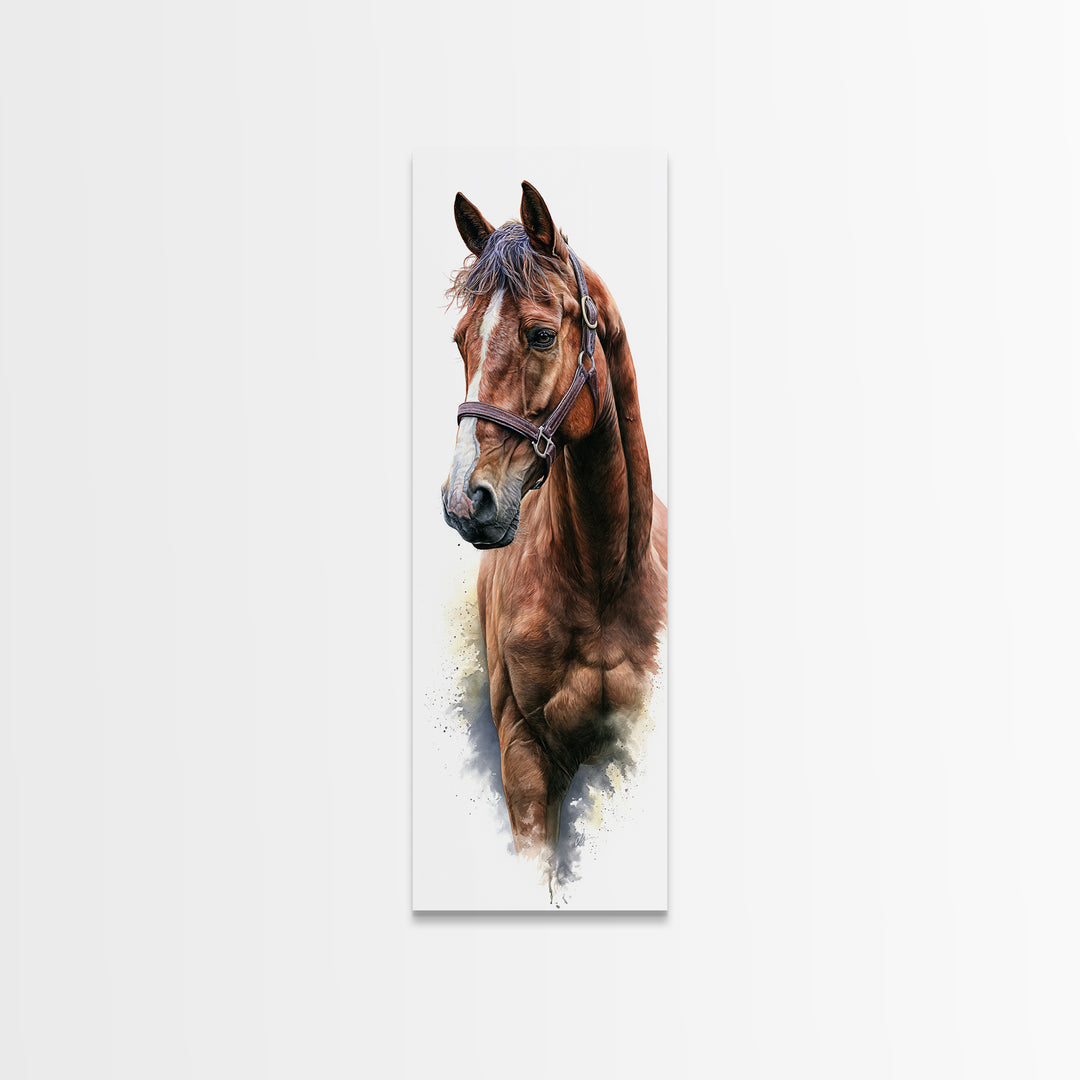 Brown Horse Portrait Canvas Print, Rustic Art, Room Decor, Farmhouse Decor, Fine Art, Rustic, Oil Painting, Digital Print, RUS-1x3-17