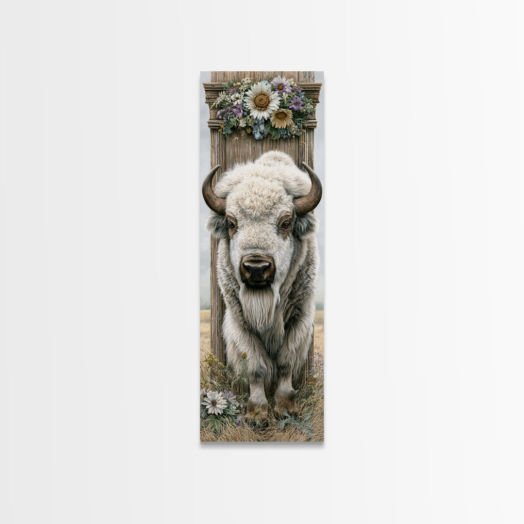 Buffalo Portrait with Western Texture Canvas Print, Rustic Art, Gallery Decor, Farmhouse Decor, Fine Art, Rustic, RUS-1x3-82