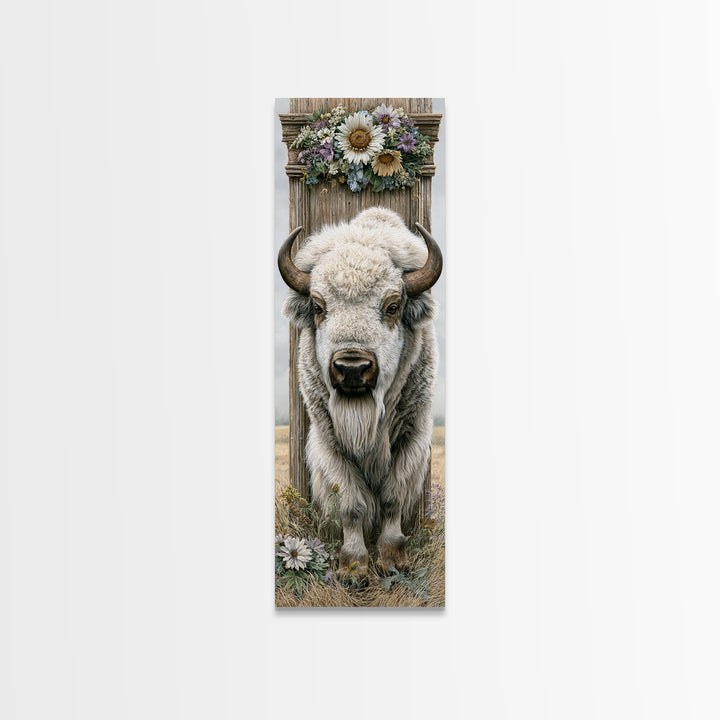 Buffalo Portrait with Western Texture Canvas Print, Rustic Art, Gallery Decor, Farmhouse Decor, Fine Art, Rustic, RUS-1x3-82