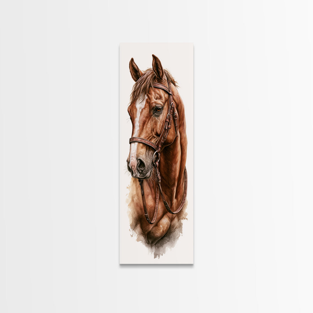 Brown Horse Portrait Canvas Print, Rustic Art, Modern Art, Farmhouse Decor, Fine Art, Rustic, Neutral Decor, Modern Decor, RUS-1x3-89