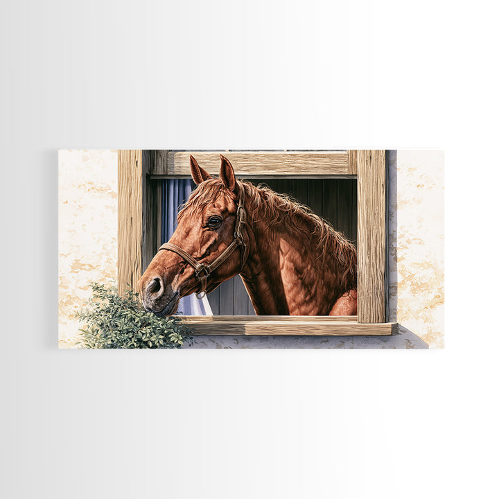 Brown Horse Portrait Framed Canvas Print, Rustic Art, Home Decor, Farmhouse Decor, Fine Art, Rustic, Living Room Decor, RUS-2x1-1